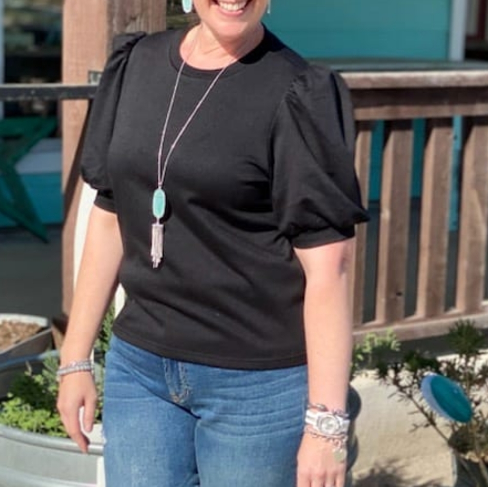 Black puff sleeve top